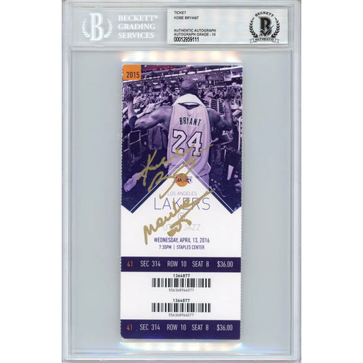 Kobe Bryant Signed Final Lakers Ticket / Season Inscribed ’Mamba Out’ Panini COA Complete Set Los Angeles