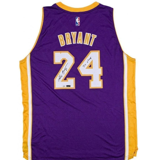 Kobe Bryant Signed Lakers Purple Jersey Inscribed ’5X Champ’ #D/124 COA Autograph