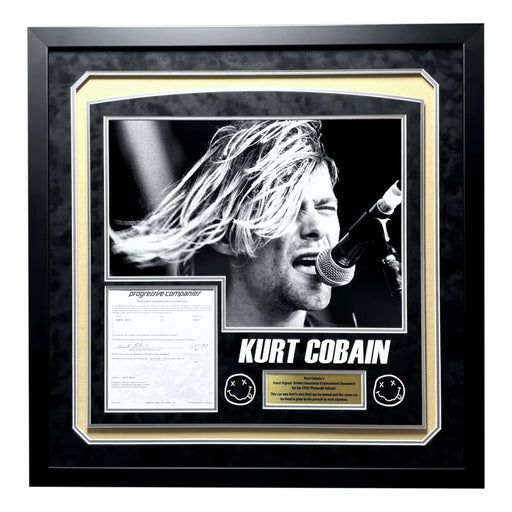 Kurt Cobain Hand Signed Car Insurance Policy Letter Framed JSA COA Autograph RARE