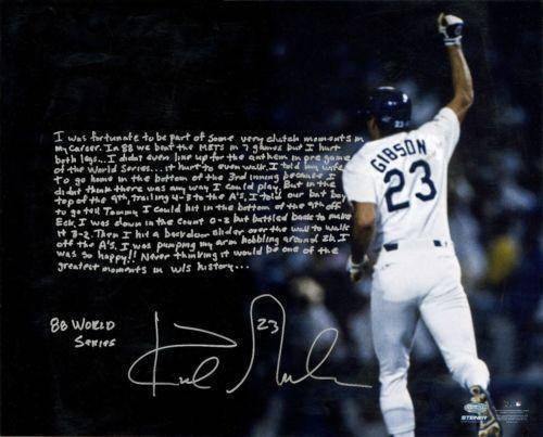 LA Dodgers Kirk Gibson Handwritten/Signed 1988 WS HR 16X20 Story Photo Steiner