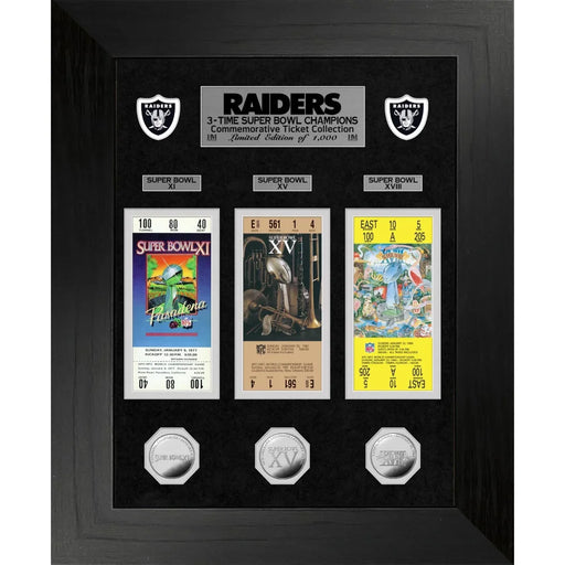 Las Vegas Raiders Super Bowl Ticket And Game Coin Collection Framed Collage Oakland Los Angeles