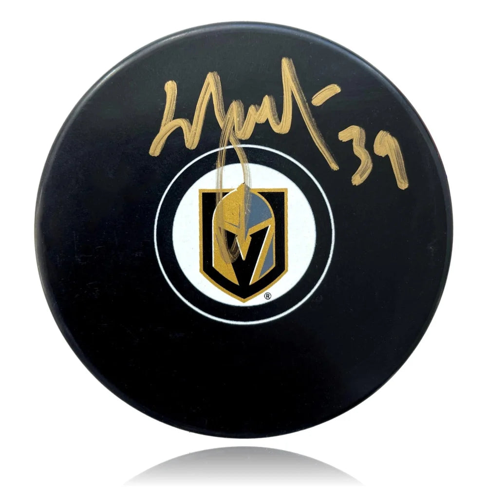 Laurent Brossoit Autographed Vegas Golden Knights Logo Puck COA Inscriptagraphs