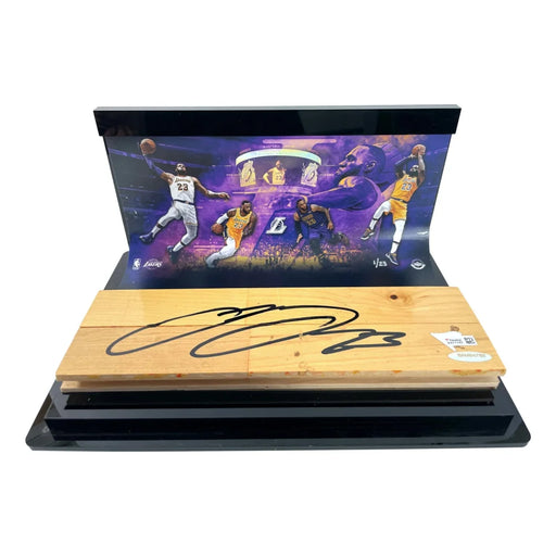 LeBron James Autographed Los Angeles Lakers Game Used Floor Curve Case UDA COA #D1/23