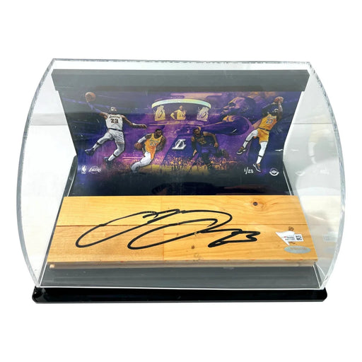 LeBron James Autographed Los Angeles Lakers Game Used Floor Curve Case UDA COA #D1/23