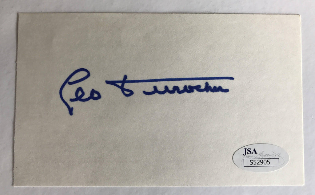 Leo Durocher 3X5 Signed Index Card JSA COA Cut Autograph Giants Dodgers