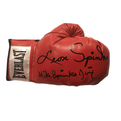 Leon / Michael Spinks Dual Signed Boxing Glove COA Inscriptagraphs Ali Tyson