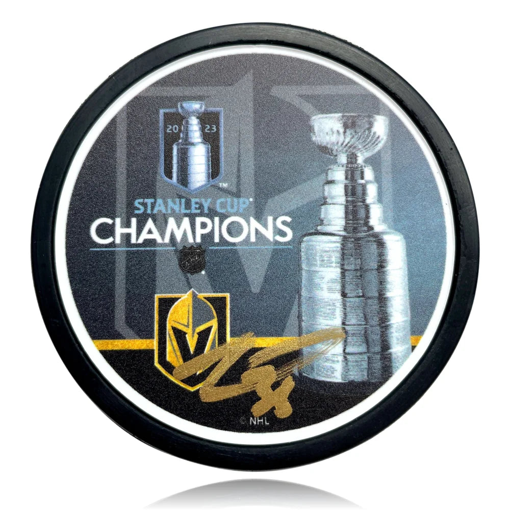 Logan Thompson Autographed Stanley Cup Vegas Golden Knights Hockey Puck COA IGM Signed