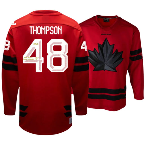 Logan Thompson Autographed Team Canada 2026 Olympics Red Jersey Signed Inscribed #D/5