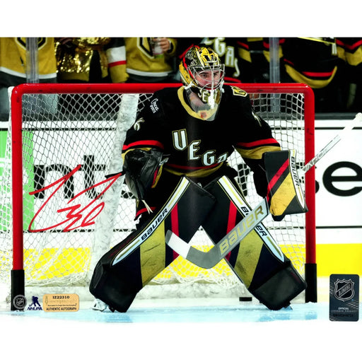 Logan Thompson Autographed Vegas Golden Knights 8x10 Photo COA IGM Signed Retro Reverse