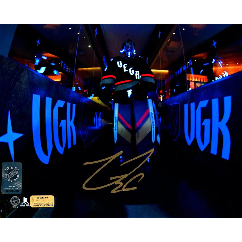 Logan Thompson Autographed Vegas Golden Knights 8x10 Photo COA IGM Tunnel