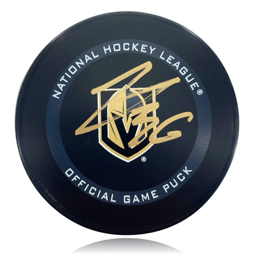 Logan Thompson Autographed Vegas Golden Knights Official NHL Hockey Puck COA IGM