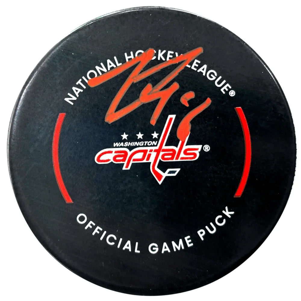 Logan Thompson Autographed Washington Capitals Official NHL Hockey Puck COA IGM