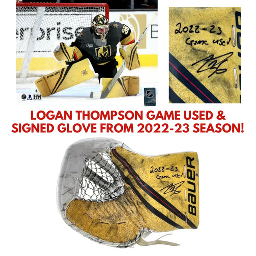 Logan Thompson Game Used Signed Glove 2022-23 COA IGM Vegas Golden Knights Worn
