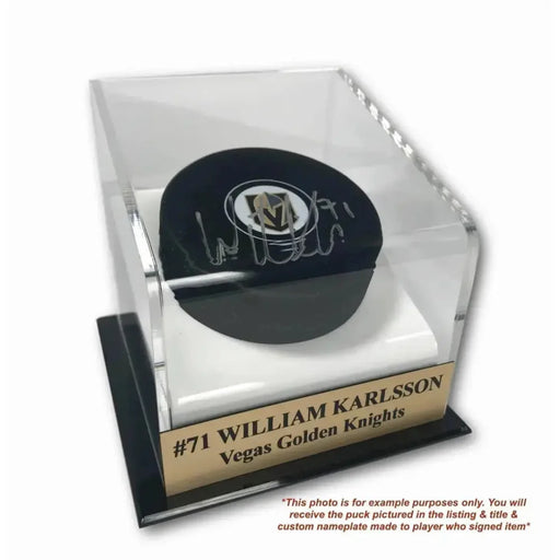 Logan Thompson Signed 2023 Stanley Cup On-Ice VGK Puck Vegas Golden Knights Autographed