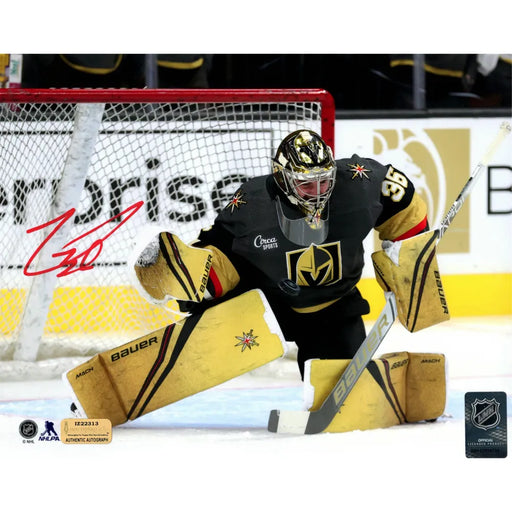 Autographed Vegas Golden Knights Marc-Andre Fleury Fanatics Authentic 8 x  10 Gold Pads In Net Photograph