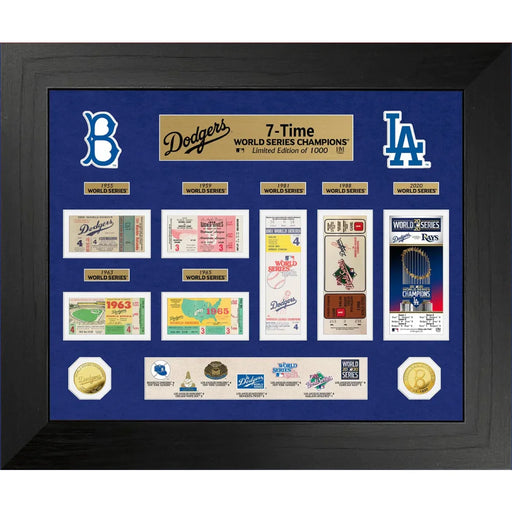 Los Angeles Dodgers World Series Ticket And Game Coin Collection Framed Collage