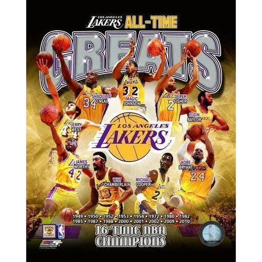 Los Angeles Lakers Legends Championship 20X24 Framed 16X20 Magic Kobe Shaq Wilt