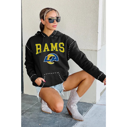 Los Angeles Rams Women’s Gameday Couture Studded Catch the Vibe Pullover Hoodie