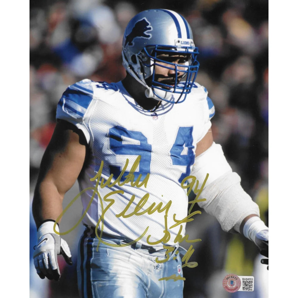 Luther Elliss Autographed 8x10 Photo Detroit Lions BAS COA Signed Inscribed