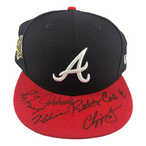 Maddux Glavine Smoltz Cox Jones 1995 Atlanta Braves Hand Signed BB Hat JSA COA