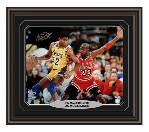 Magic Johnson Signed & Framed Lakers 16X20 PSA/DNA COA Michael Jordan Autograph