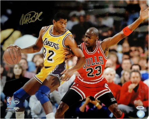 Magic Johnson Signed & Framed Lakers 16X20 PSA/DNA COA Michael Jordan Autograph