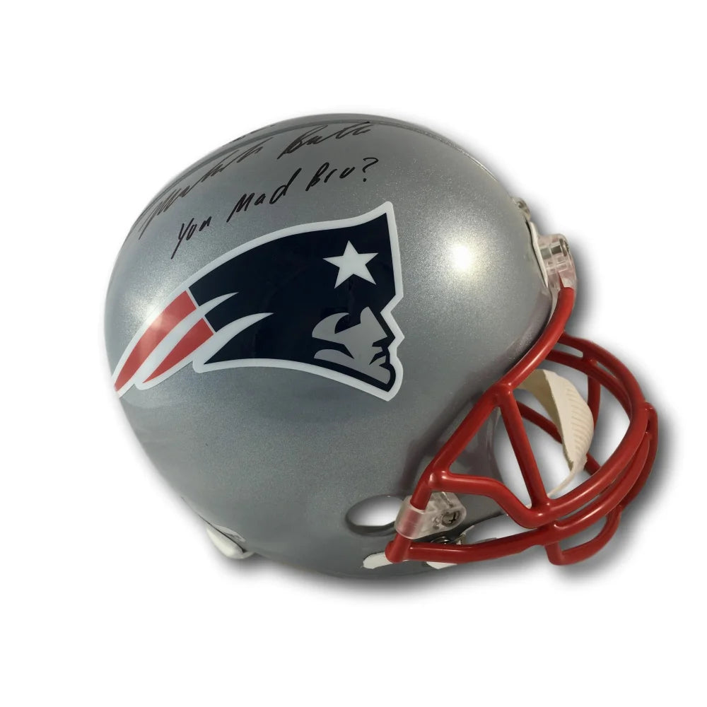 Malcolm Butler Signed Patriots FS Helmet COA Fanatics Inscribed you Mad Bro?