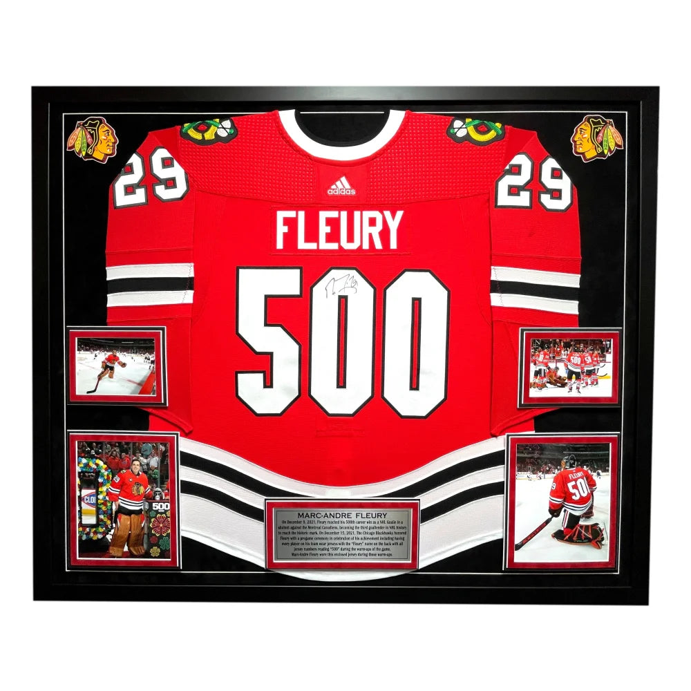 Marc-Andre Fleury Game Worn 500 Career Wins Chicago Blackhawks Jersey Photomatched & Team COA Signed