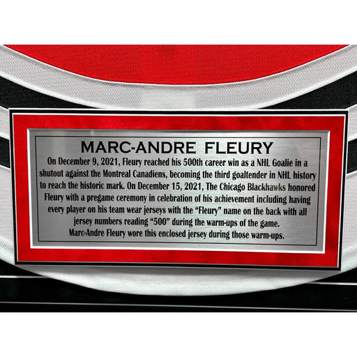 Marc-Andre Fleury Game Worn 500 Career Wins Chicago Blackhawks Jersey Photomatched & Team COA Signed