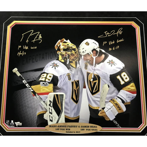 Marc-Andre Fleury / James Neal Dual Signed Inscribed Vegas Golden Knights Framed 16X20 Photo COA VGK