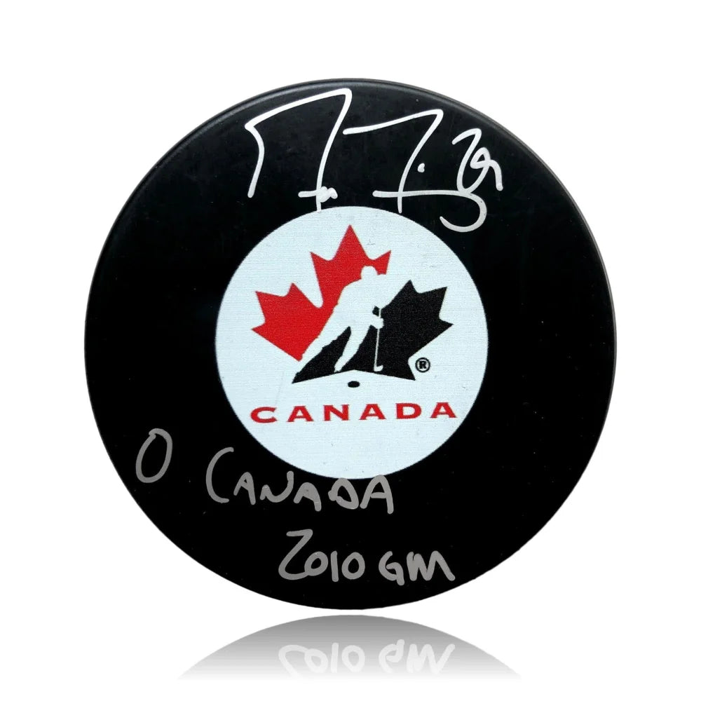 Marc - Andre Fleury Signed Team Canada Puck Inscribed ’O / Gold Medal’ JSA COA Vegas Golden Knights Autograph