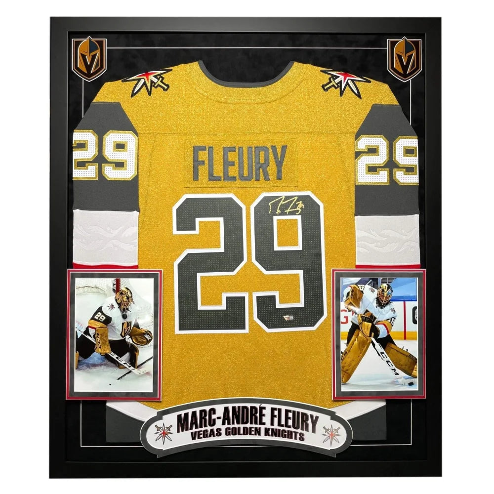 Marc-Andre Fleury Signed Vegas Golden Knights Gold Alternate Jersey Framed Autograph