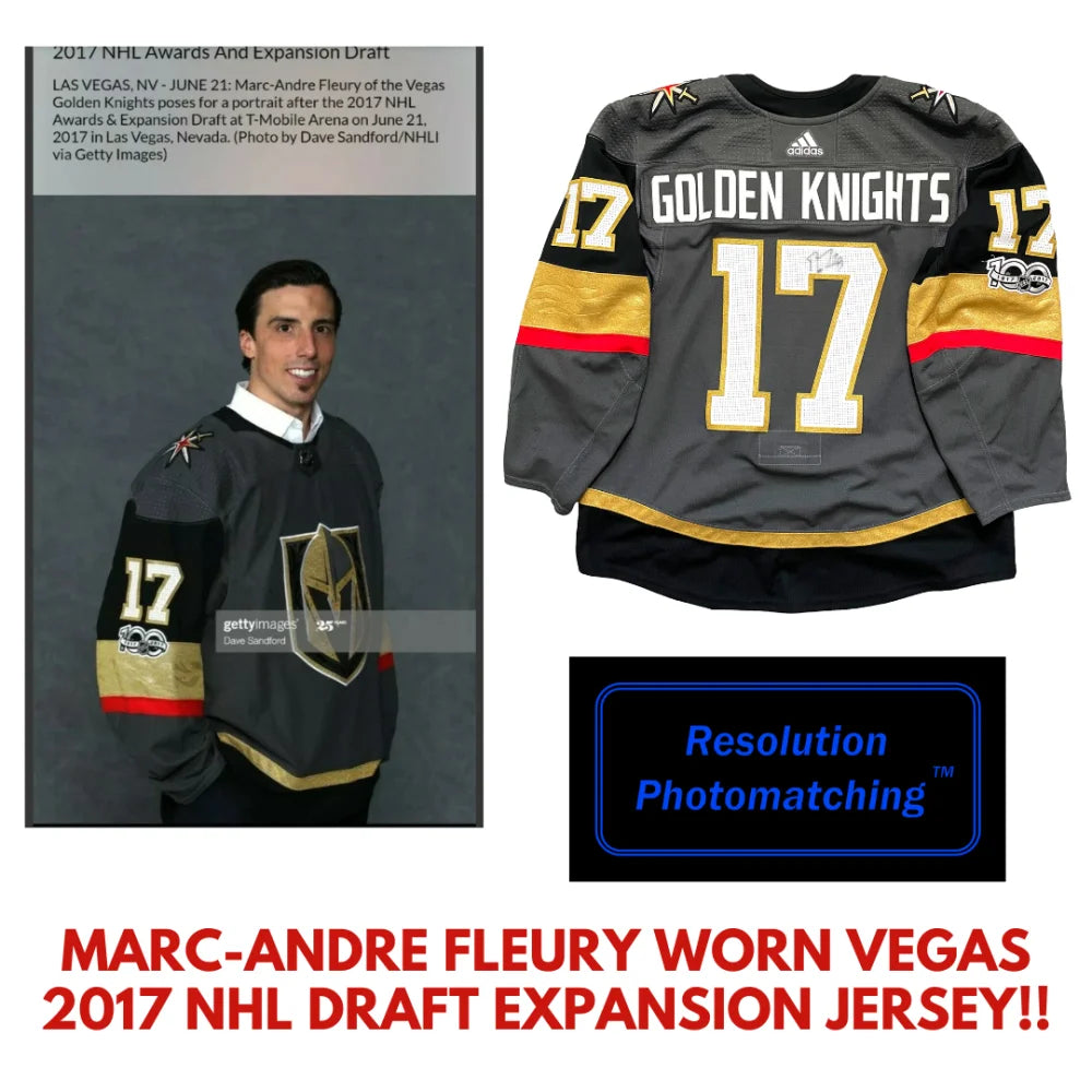 Marc-Andre Fleury Worn Signed Vegas Golden Knights NHL Expansion Draft Jersey 6/21/17 JSA COA