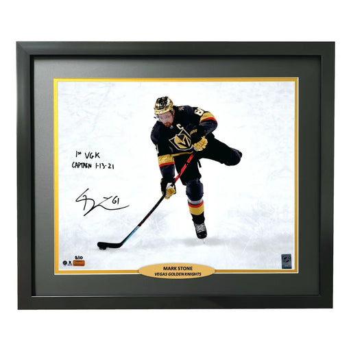 Mark Stone Autographed Framed Vegas Golden Knights 16x20 Photo Inscribed ’1st VGK Captain’ #D/10 COA