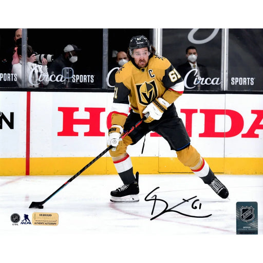 Mark Stone Autographed Vegas Golden Knights 8x10 Photo Signed Inscriptagraphs COA Gold Jersey