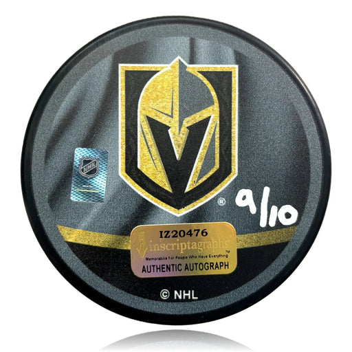 Mark Stone Signed Vegas Golden Knights Retro Puck ’1st VGK Captain 1-13-21’’ #D/10 COA Inscriptagraphs