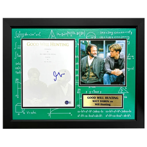 Matt Damon Autographed Good will Hunting Script Framed Collage Bas Coa Photo Signed