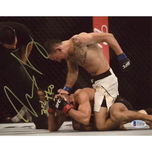 Max Holloway Hand Signed Inscribed ’3rd TKO’ 8x10 Photo UFC Fighter BAS COA Autograph vs. Aldo