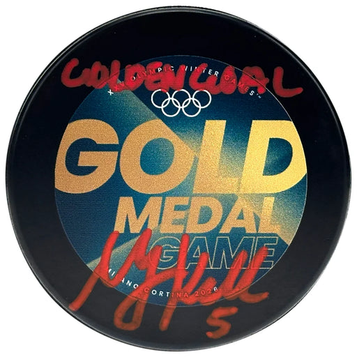 Megan Keller Autographed Official 2026 Olympics Puck Inscribed Golden Goal JSA