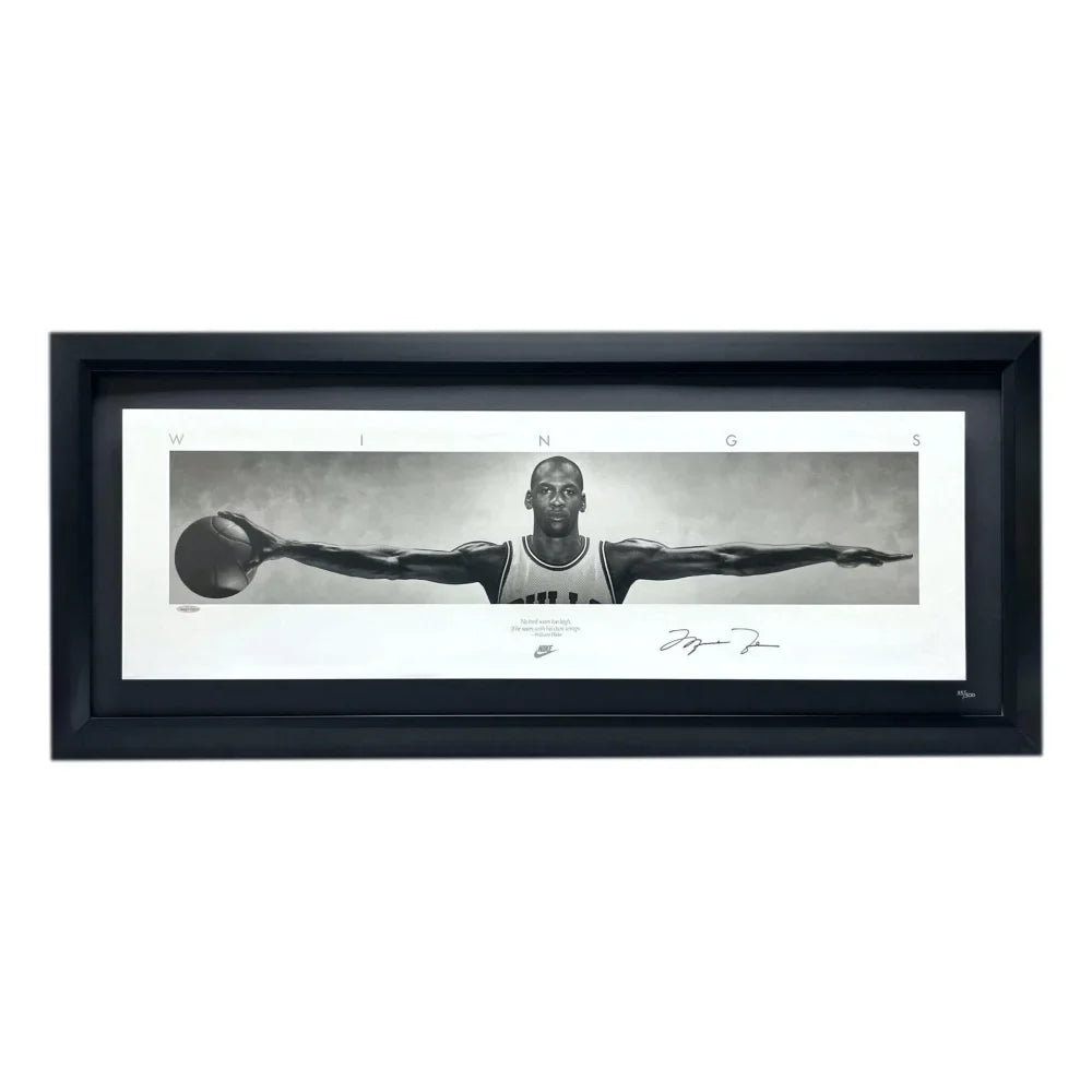 Michael Jordan Autographed ’Wings’ Poster Framed Upper Deck UDA COA Signed #D/500 Chicago Bulls