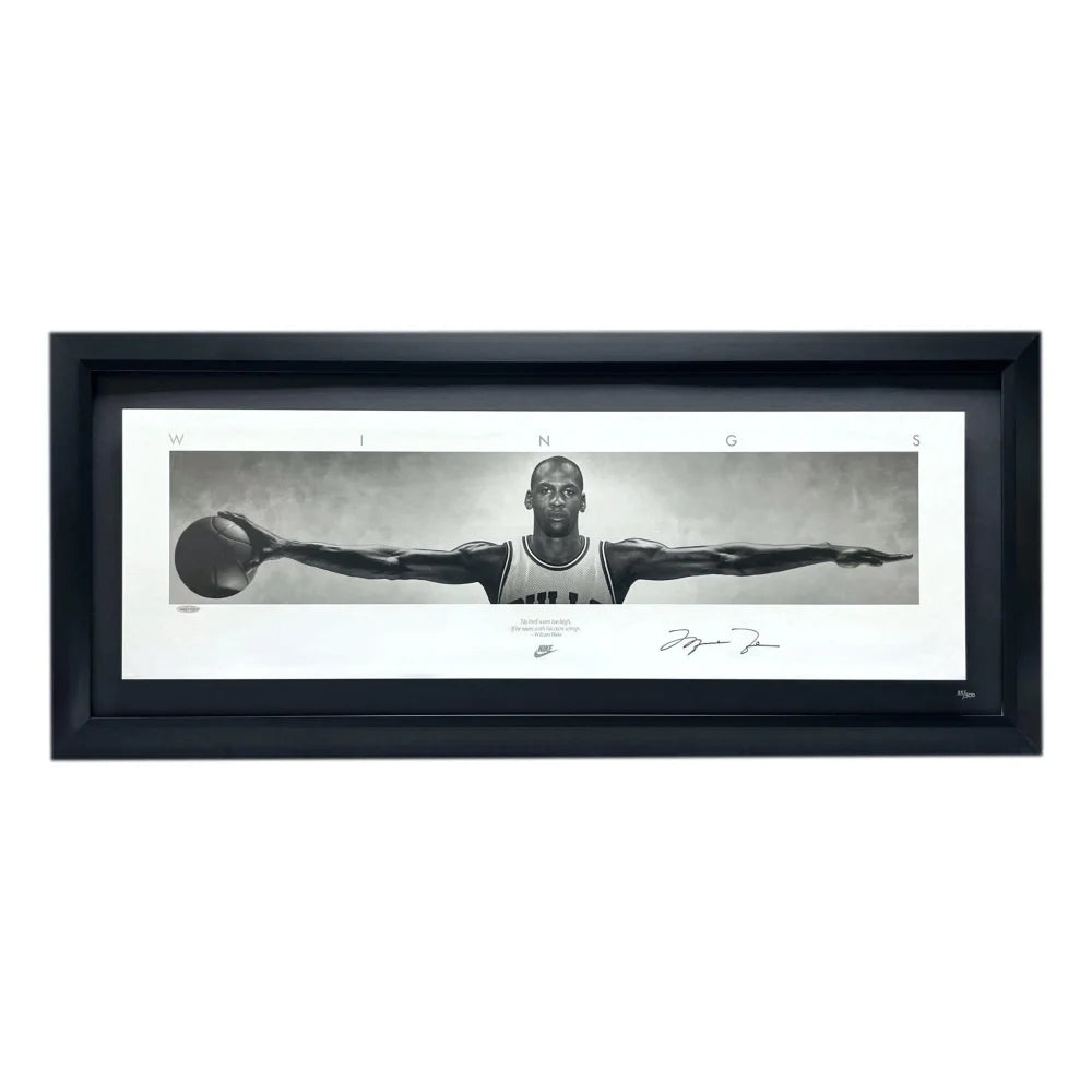 Michael Jordan Autographed "Wings" Poster Framed Upper Deck UDA COA Signed #D/500 Chicago Bulls