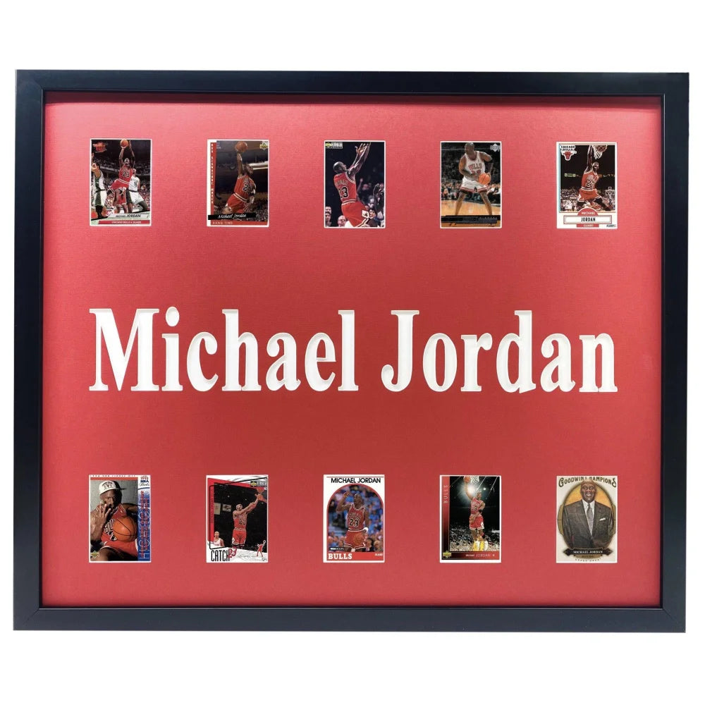 Michael Jordan Framed 10 Basketball Card Collage Lot Chicago Bulls Championships