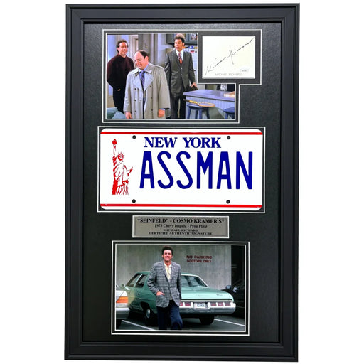 Michael Richards Seinfeld Kramer’s Signed License Plate Framed JSA COA ASSMAN