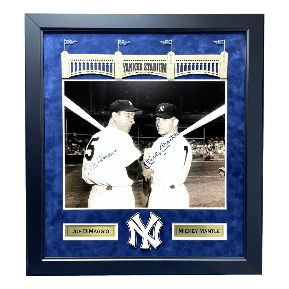 Mickey Mantle Joe DiMaggio Autographed 16x20 Photo Framed JSA COA Signed Yankees