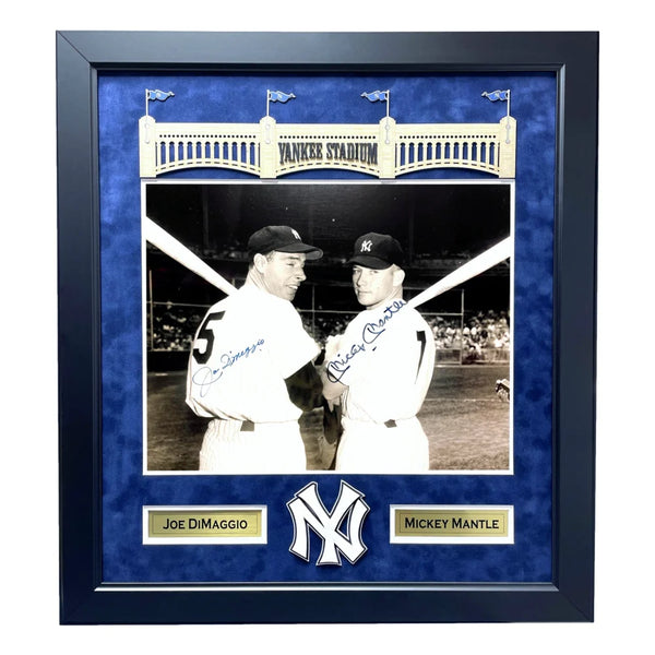 Mickey Mantle Joe Dimaggio Autographed 16x20 Photo Framed Jsa Coa