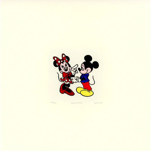 Mickey & Minnie Mouse Sowa Reiser #D/500 Hand Painted Cartoon Etching Art Flirting