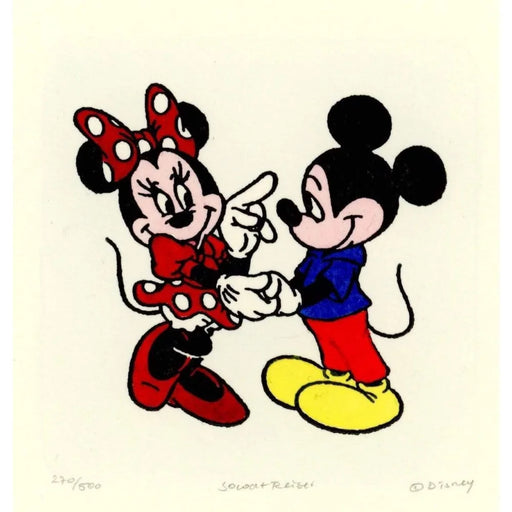 Mickey & Minnie Mouse Sowa Reiser #D/500 Hand Painted Cartoon Etching Art Flirting