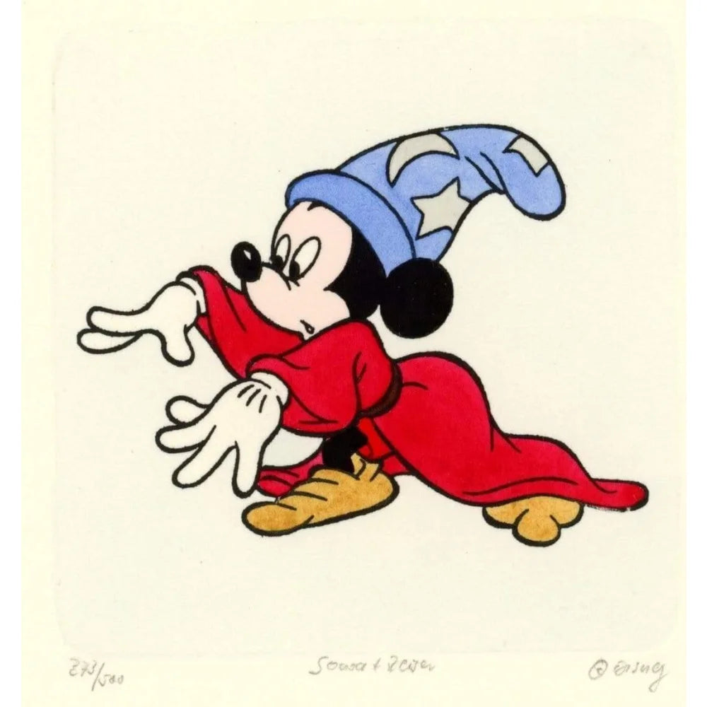 Mickey Mouse Sowa & Reiser #d/500 Hand Painted Cartoon Etching Art Mickey Mouse Sowa & Reiser #d/500 Hand Painted Cartoon Etching Art