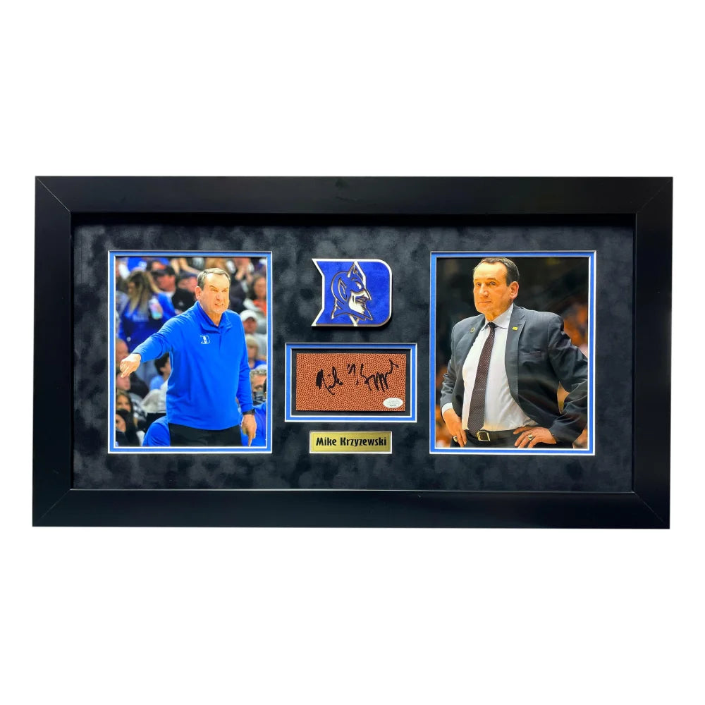 Mike Kzyzewski ’Coach K’ Autographed Duke Cut Collage 8x10 Photo JSA COA Framed