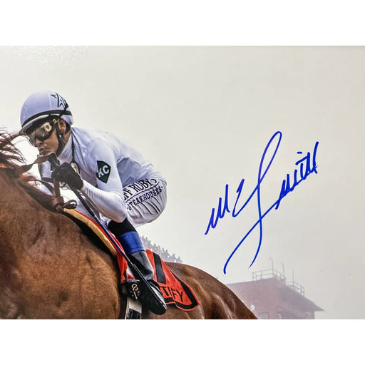 Mike Smith Signed Justify 16x20 Photo Framed Steiner COA Triple Crown Horse Autograph